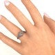Heart Cut-out Petite Caged Hearts Ring with Classic with Engravings Band